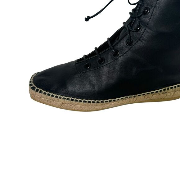 Frame Le Boston Leather High Top Espadrilles Booties Size 38.5 EU 7.5 US - Picture 6 of 16